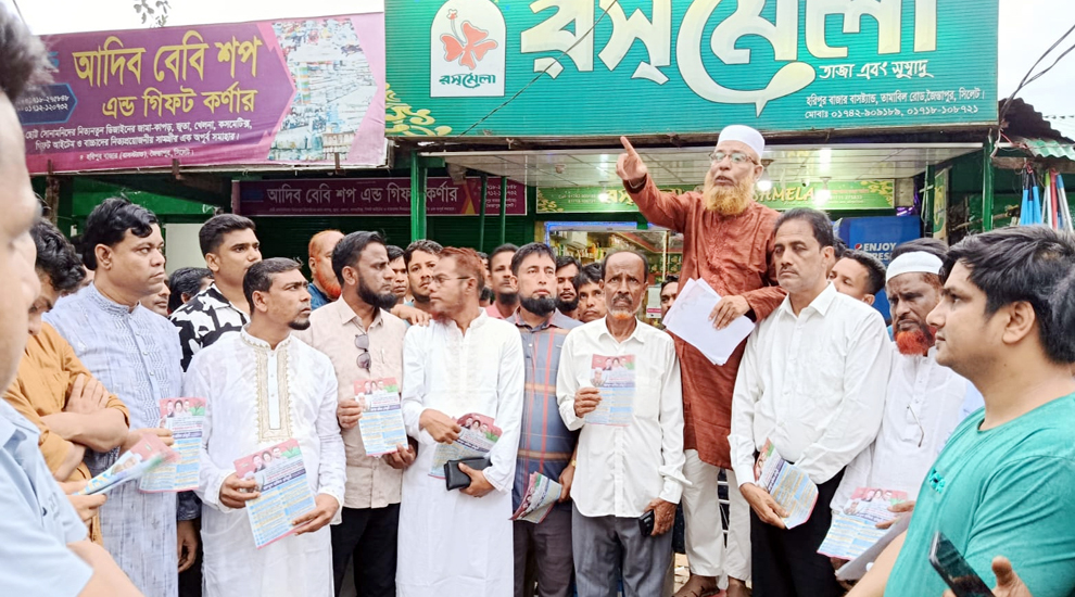 হরিপুরে হাকিম চৌধুরীর লিফলেট বিতরণ