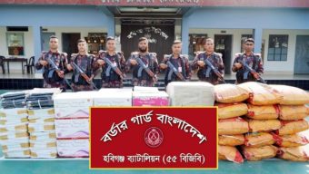 মাধবপুরে নাড়ে তিন কোটি টাকার ভারতীয় পণ্য আটক